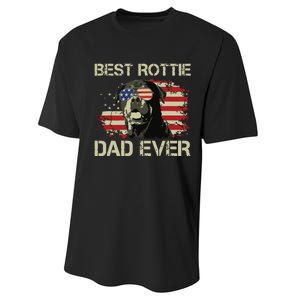 Best Rottie Dad Ever Rottweiler American Flag Gift Performance Sprint T-Shirt