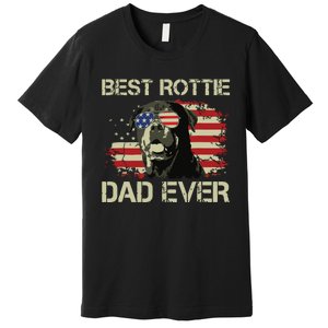 Best Rottie Dad Ever Rottweiler American Flag Gift Premium T-Shirt