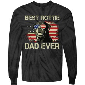 Best Rottie Dad Ever Rottweiler American Flag Gift Tie-Dye Long Sleeve Shirt