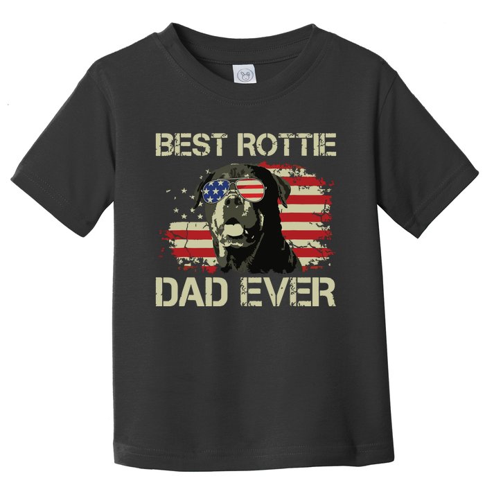 Best Rottie Dad Ever Rottweiler American Flag Gift Toddler T-Shirt