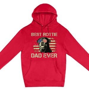 Best Rottie Dad Ever Rottweiler American Flag Gift Premium Pullover Hoodie