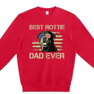 Best Rottie Dad Ever Rottweiler American Flag Gift Premium Crewneck Sweatshirt