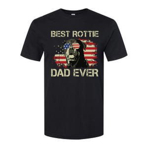 Best Rottie Dad Ever Rottweiler American Flag Gift Softstyle CVC T-Shirt