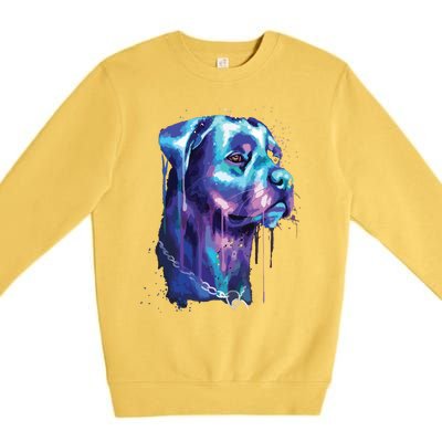 Bright Rottweiler Dog Watercolor Painting Premium Crewneck Sweatshirt