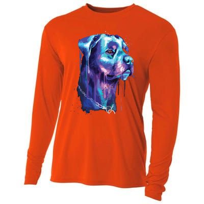 Bright Rottweiler Dog Watercolor Painting Cooling Performance Long Sleeve Crew