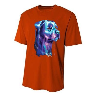 Bright Rottweiler Dog Watercolor Painting Performance Sprint T-Shirt