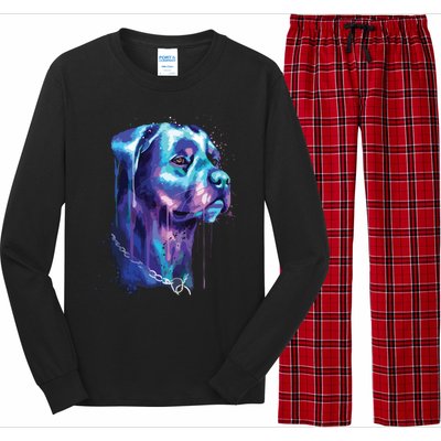 Bright Rottweiler Dog Watercolor Painting Long Sleeve Pajama Set