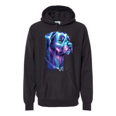 Bright Rottweiler Dog Watercolor Painting Premium Hoodie