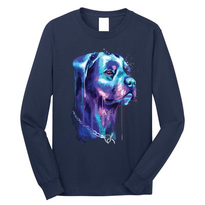 Bright Rottweiler Dog Watercolor Painting Long Sleeve Shirt