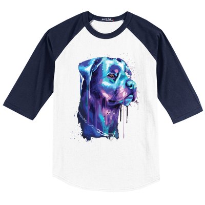 Bright Rottweiler Dog Watercolor Painting Baseball Sleeve Shirt