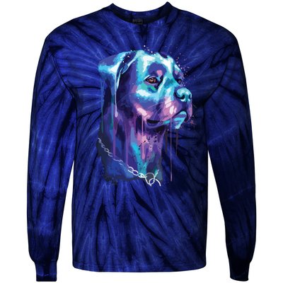 Bright Rottweiler Dog Watercolor Painting Tie-Dye Long Sleeve Shirt