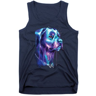 Bright Rottweiler Dog Watercolor Painting Tank Top