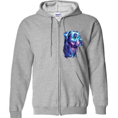 Bright Rottweiler Dog Watercolor Painting Full Zip Hoodie