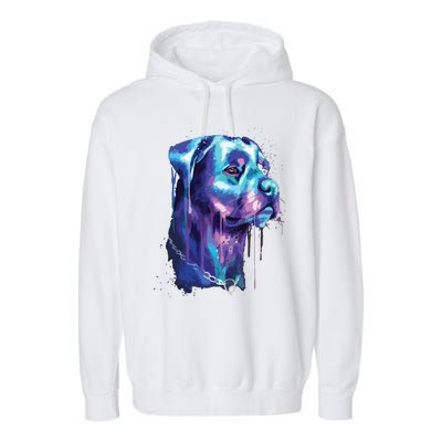 Bright Rottweiler Dog Watercolor Painting Garment-Dyed Fleece Hoodie