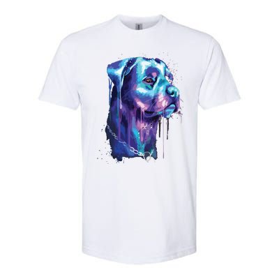 Bright Rottweiler Dog Watercolor Painting Softstyle CVC T-Shirt