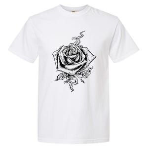 Black Rose Dark Aesthetic Soft Grunge Punk Goth Indie Fire Garment-Dyed Heavyweight T-Shirt