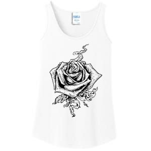 Black Rose Dark Aesthetic Soft Grunge Punk Goth Indie Fire Ladies Essential Tank