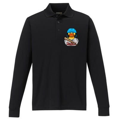 Baseball Rubber Duck Sporty Performance Long Sleeve Polo