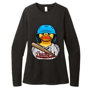 Baseball Rubber Duck Sporty Womens CVC Long Sleeve Shirt