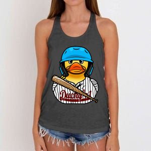 Baseball Rubber Duck Sporty Women's Knotted Racerback Tank