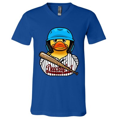 Baseball Rubber Duck Sporty V-Neck T-Shirt