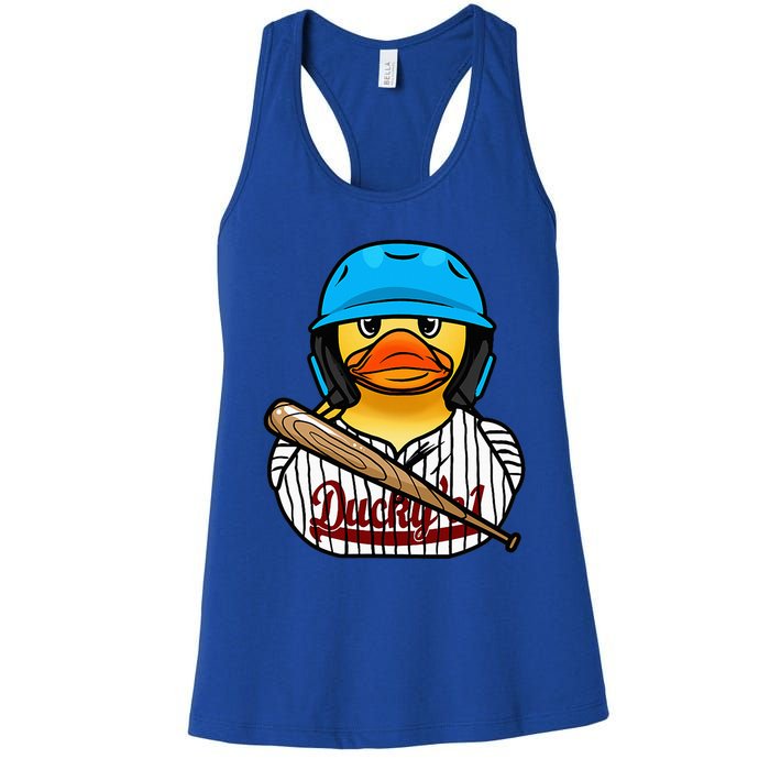 Baseball Rubber Duck Sporty Women's Racerback Tank