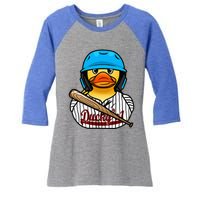 Baseball Rubber Duck Sporty Women's Tri-Blend 3/4-Sleeve Raglan Shirt