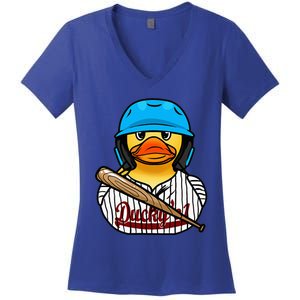 Baseball Rubber Duck Sporty Women's V-Neck T-Shirt