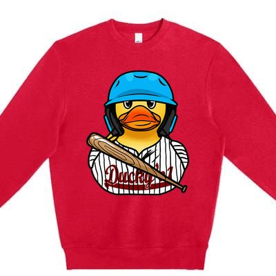 Baseball Rubber Duck Sporty Premium Crewneck Sweatshirt