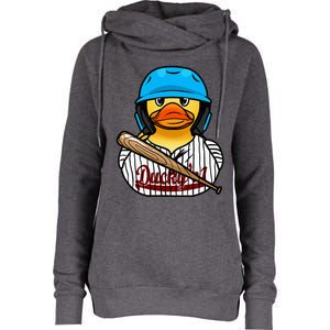 Baseball Rubber Duck Sporty Womens Funnel Neck Pullover Hood