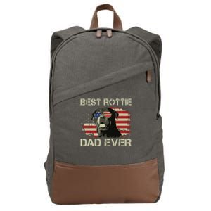 Best Rottie Dad Ever Rottweiler American Flag Gift Cotton Canvas Backpack