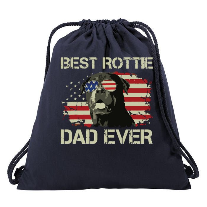 Best Rottie Dad Ever Rottweiler American Flag Gift Drawstring Bag