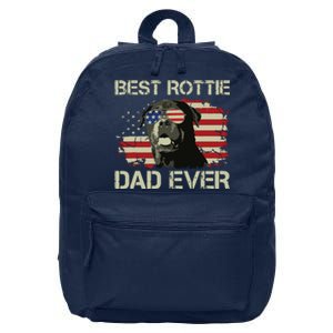 Best Rottie Dad Ever Rottweiler American Flag Gift 16 in Basic Backpack