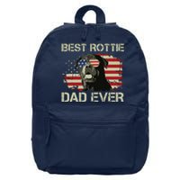 Best Rottie Dad Ever Rottweiler American Flag Gift 16 in Basic Backpack