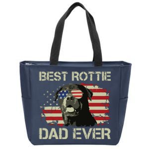 Best Rottie Dad Ever Rottweiler American Flag Gift Zip Tote Bag