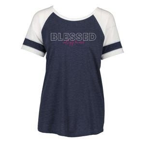 Blessed Religious Evangelist Bible Verse Christian Gift Enza Ladies Jersey Colorblock Tee