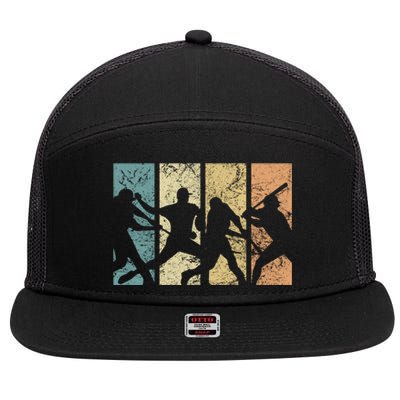 Baseball Retro Evolution Cool Baseball Funny Sports Home Run Gift 7 Panel Mesh Trucker Snapback Hat