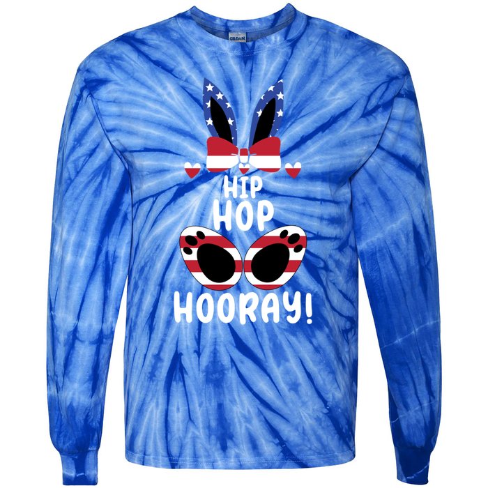 Bunny Rabbit Eggs Hunting Happy Easter Day Hip Hop Hooray Gift Tie-Dye Long Sleeve Shirt