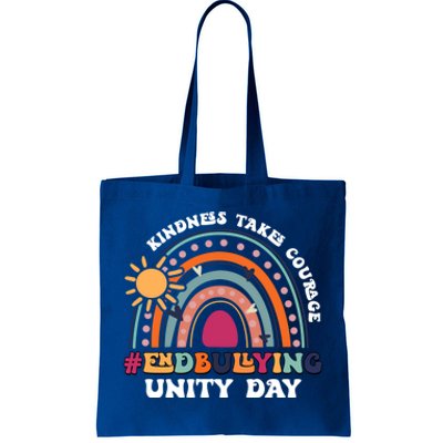 Boho Rainbow End Bullying Kindness Takes Courage Unity Day Funny Gift Tote Bag