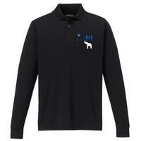 Blue Ribbon Elephant ALS Warrior Support ALS Awareness Performance Long Sleeve Polo