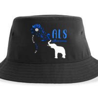 Blue Ribbon Elephant ALS Warrior Support ALS Awareness Sustainable Bucket Hat