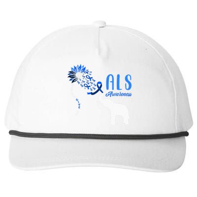 Blue Ribbon Elephant ALS Warrior Support ALS Awareness Snapback Five-Panel Rope Hat