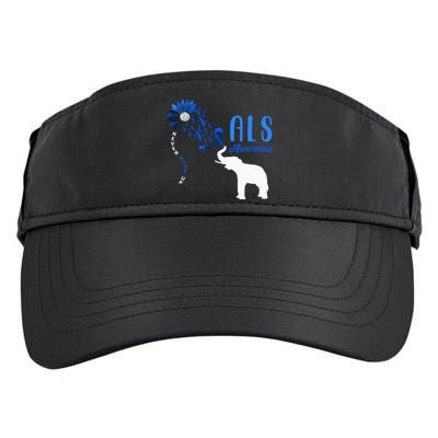 Blue Ribbon Elephant ALS Warrior Support ALS Awareness Adult Drive Performance Visor