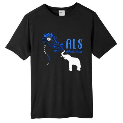 Blue Ribbon Elephant ALS Warrior Support ALS Awareness Tall Fusion ChromaSoft Performance T-Shirt