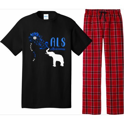 Blue Ribbon Elephant ALS Warrior Support ALS Awareness Pajama Set