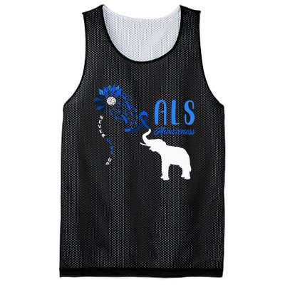 Blue Ribbon Elephant ALS Warrior Support ALS Awareness Mesh Reversible Basketball Jersey Tank