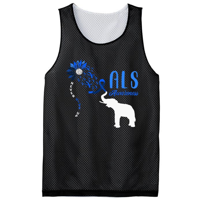 Blue Ribbon Elephant ALS Warrior Support ALS Awareness Mesh Reversible Basketball Jersey Tank