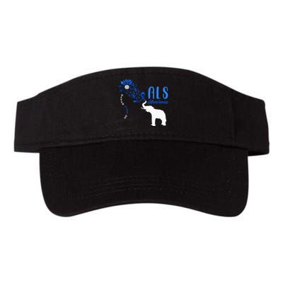 Blue Ribbon Elephant ALS Warrior Support ALS Awareness Valucap Bio-Washed Visor