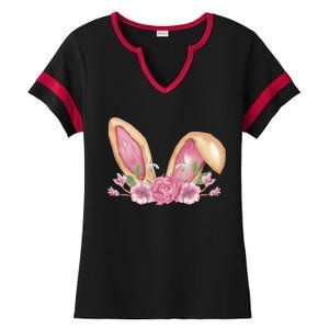 Bunny Rabbit Ears Cute Illustration Easter Ladies Halftime Notch Neck Tee