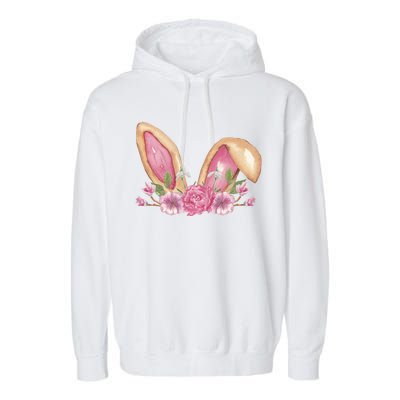 Bunny Rabbit Ears Cute Illustration Easter Garment-Dyed Fleece Hoodie